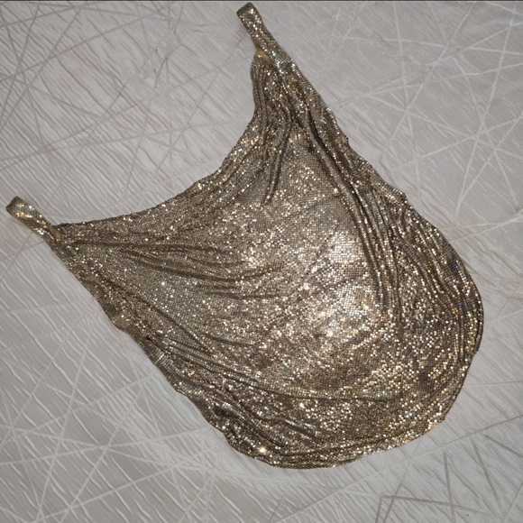 Vintage Whiting & Davis Gold Mesh Cowl Drape Top - Picture 2 of 5